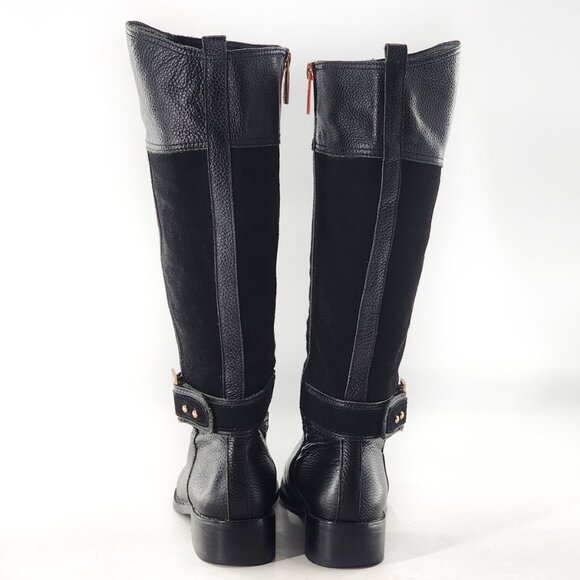 TORY BURCH Tenley Black Leather Suede Combo Designer Riding Boots - Picture 6 of 10